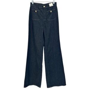 J.Crew Wide Leg Trouser Jeans Size 27T Tall Dark Wash Sailor Denim Front Pockets